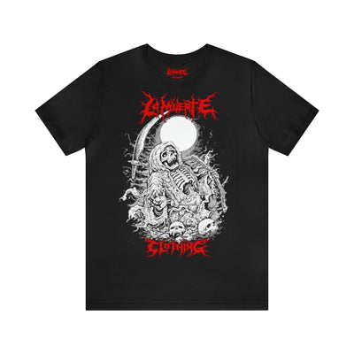 Unisex Jersey Short Sleeve Tee with a picture of a skeleton on it